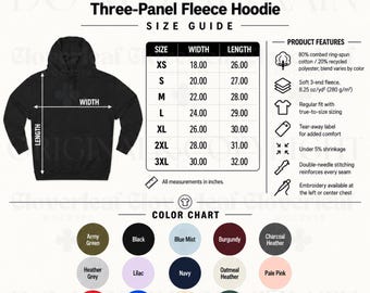 Lane Seven LS14001 Color & Size Chart Mockup Printify T-Shirt Product Listing Information Mock-up Ready Made Size and Color Guide Template