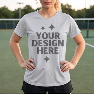 Sport-Tek ST350 Silver Mockup Unisex Moisture Wicking Tee Mock-up Silver Sport Tek ST350 Athletic Shirt Mock up Sport Fitness Tee Mock
