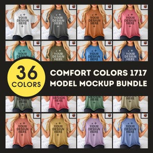 Comfort Colors Mockup Bundle 1717 T-Shirt Mock-up Bundle Comfort Color Tee Aesthetic Boho Women Model Mock up CC1717 TShirt Set Mockups