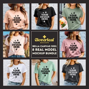 Bella Canvas 3001 Shirt Mockup Bundle 3001 Tshirt Mock-up Bundle BC3001 Women Model Mock Aesthetic Simple Bella Canvas T-Shirt Mockups