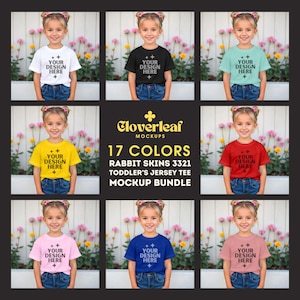 Rabbit Skins 3321 Bundle Mockup 3321 Toddler Jersey Tee Bundle Mock-up Toddlers Shirt Bundle Mock up Kids Tshirt Girl Model Mockups