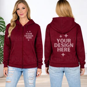 Maroon Zip Hoodie - Etsy