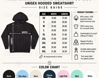 Independent Trading Company SS4500 Color & Size Chart Mockup Printify T-Shirt Product Listing Information Mock-up Ready Made Size Guide