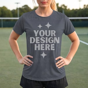 Sport-Tek ST350 Iron Grey Mockup Unisex Moisture Wicking Tee Mock-up Sport Tek ST350 Athletic Shirt Mock up Sport Fitness Tee Mock