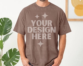 Comfort Colors C1717 Espresso Men Shirt Mockup Male 1717 Espresso Mock-up Man Model Mock up Tee Espresso Mens T-shirt Boho Mocks