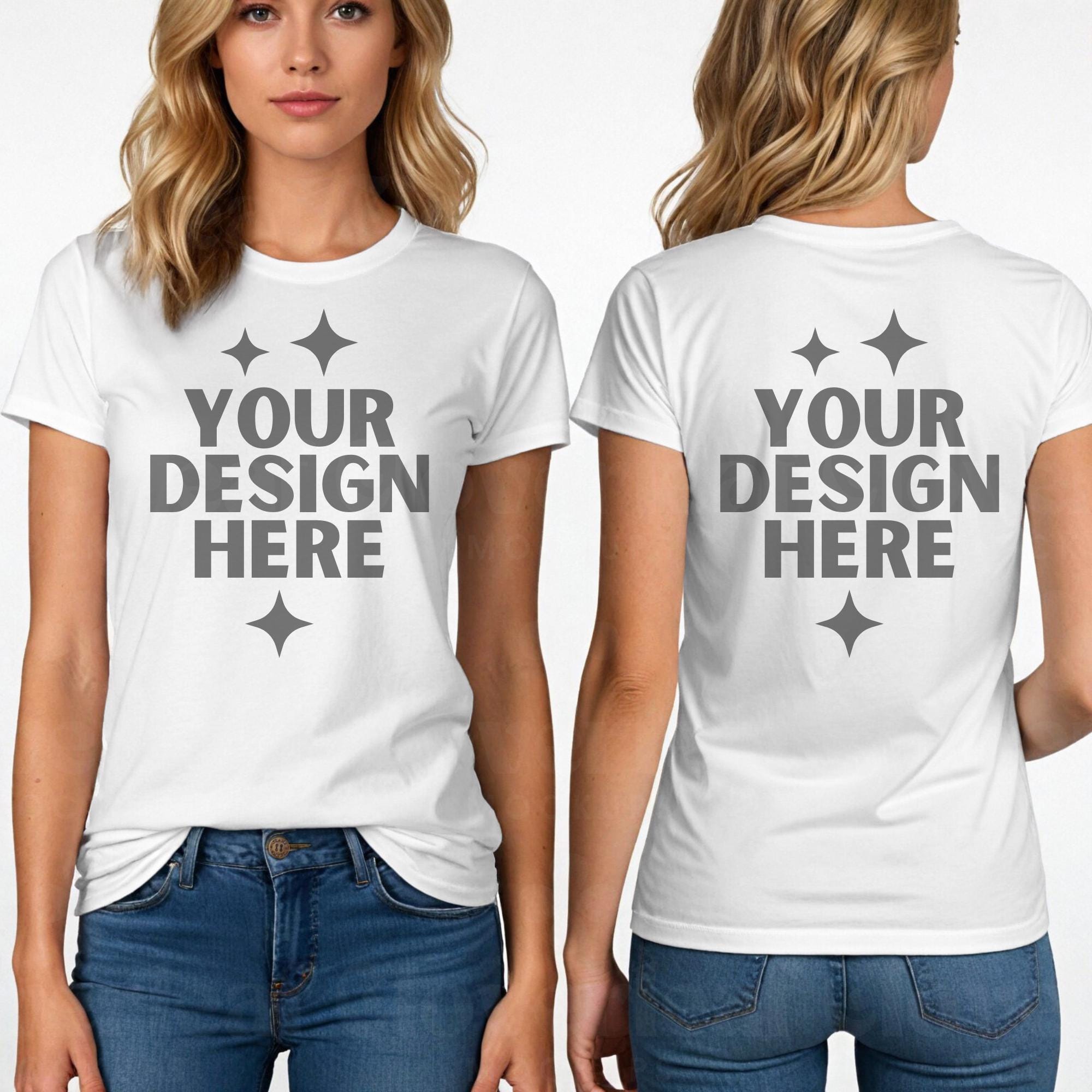 Front Back Mock White Bella Canvas 6004 Front and Back Mockup BC 6004 White Mock-up ...
