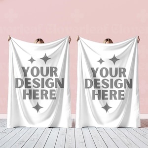 Blanket Mockup Template Velveteen Plush Blanket Mock up Minky Blanket Pink Background Mock-up Canva Drag & Drop PNG Overlay Blank Mock