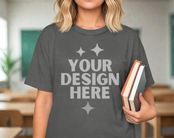 Pepper Comfort Colors 1717 Teacher Mockup Comfort Color School Shirt Mock-up C1717 University Themed Mock up CC1717 Back to School Mock