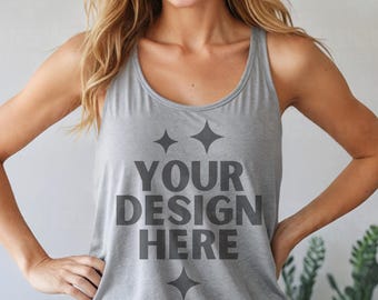 Maqueta de camiseta sin mangas unisex Bella Canvas 3480 Athletic Heather Maqueta de camiseta sin mangas Bella Maqueta de camiseta sin mangas BC3480 Maqueta de camiseta sin mangas BC 3480 Maqueta de POD