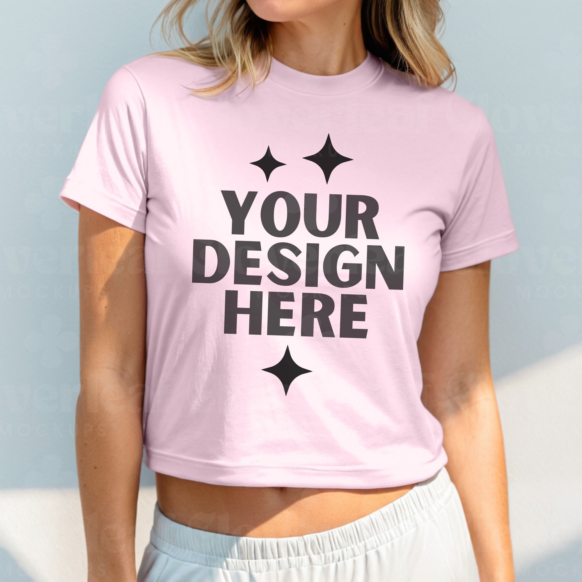 Gildan 5000B Light Pink Baby Tee Mockup Womens Fitted Light Pink Baby ...