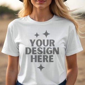 Gildan 5000 White Shirt Mockup Heavy Cotton Tee Women Model Mock up G5000 White T-Shirt 5000 Tshirt Aesthetic Boho Mocks