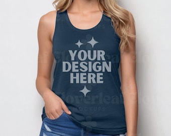 Next Level 1533 Solid Midnight Navy Mockup Tank Top Mock-up Racerback Tank Model Mock up Womens Midnight Navy Blue Summer Tank Tops Mocks
