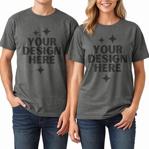 Comfort Colors Couple Mockup C1717 Pepper Men and Women Model Mock up Oversized Multiple Shirts Mock-up Husband Wife Shirt Matching Mocks