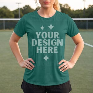 Sport-Tek ST350 Forest Green Mockup Unisex Moisture Wicking Tee Mock-up Sport Tek ST350 Athletic Shirt Mock up Sport Fitness Tee Mock