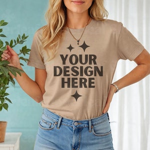 Bella Canvas Heather Tan Shirt Mockup 3001 Heather Tan Tshirt Mock up T ...