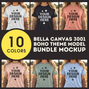 Bella Canvas 3001 Shirt Mockup Bundle 3001 T-shirt Mock-up Bundle BC3001 Women Model Tee Mockups Aesthetic Boho Tshirt Mock up