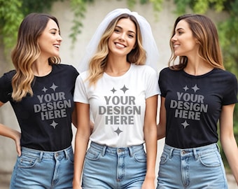 Bachelorette Shirt Mockup Bella Canvas 3001 Mockups Bridal Party T-Shirt Mock-up Bridal Group Tshirt Mockups Display Wedding Shirt Mocks