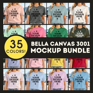 Bella Canvas 3001 Bundle Mockup 3001 Shirt Mock up Bundle BC3001 Women Model BC Mock-up Bella Aesthetic Trendy Women Mockups POD Tee Mocks