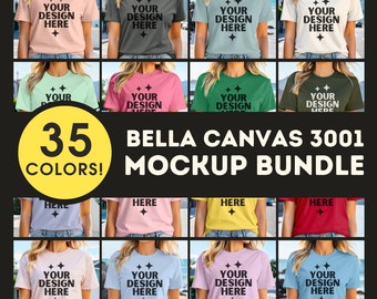 Bella Canvas 3001 Bundle Mockup 3001 Shirt Mock up Bundle BC3001 Women Model BC Mock-up Bella Aesthetic Trendy Women Mockups POD Tee Mocks