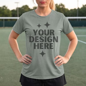 Sport-Tek ST350 Grey Concrete Mockup Unisex Moisture Wicking Tee Mock-up Sport Tek ST350 Athletic Shirt Mock up Sport Fitness Tee Mock