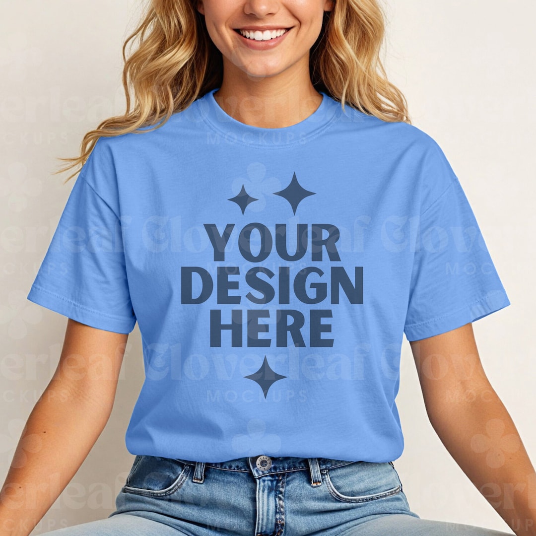 Carolina Gildan 5000 T-shirt Mockup Heavy Cotton Tee Women Model Mock ...