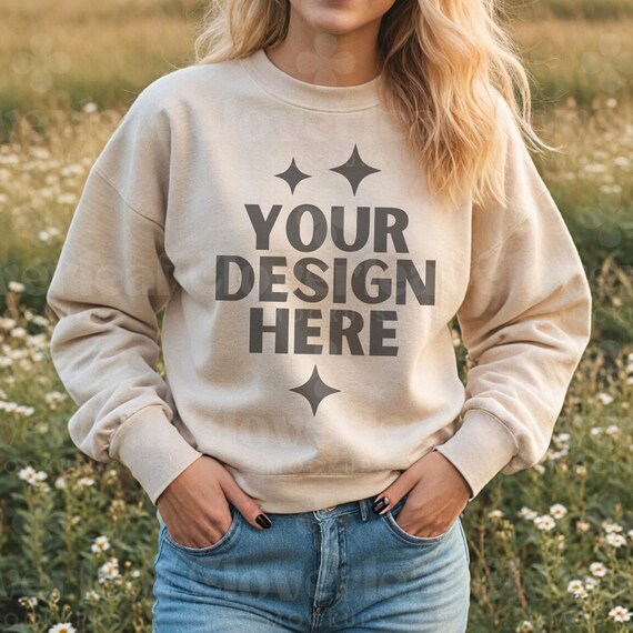 Gildan cream sweatshirt shop