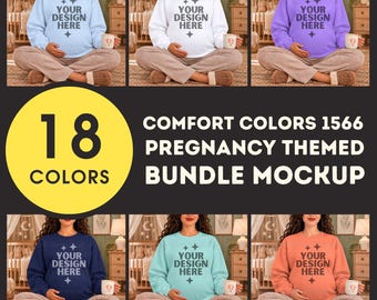 Comfort Colors 1566 Pregnancy Themed Bundle Mockup Maternity Sweatshirt Mock-up CC1566 Pregnant Model Mock CC 1566 Maternity POD Mock up