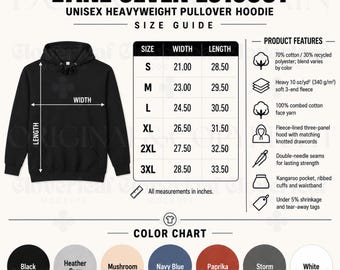 Lane Seven LS19001 Color & Size Chart Mockup Printify T-Shirt Product Listing Information Mock-up Ready Made Size and Color Guide