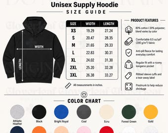 AS Colour 5101 Color & Size Chart Mockup Printify T-Shirt Product Listing Information Mock-up Ready Made Size and Color Guide