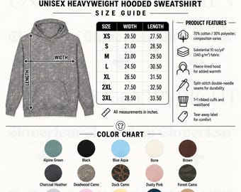 ITC IND4000 Color & Size Chart Mockup Printify T-Shirt Product Listing Information Mock-up Ready Made Size and Color Guide Template