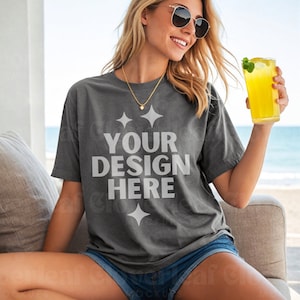 Pepper Comfort Colors C1717 Shirtmockup Comfort Color Pepper T-shirt Mock-up Model Esthetisch Mock-up Oversized 1717 Zomer Strandmodellen