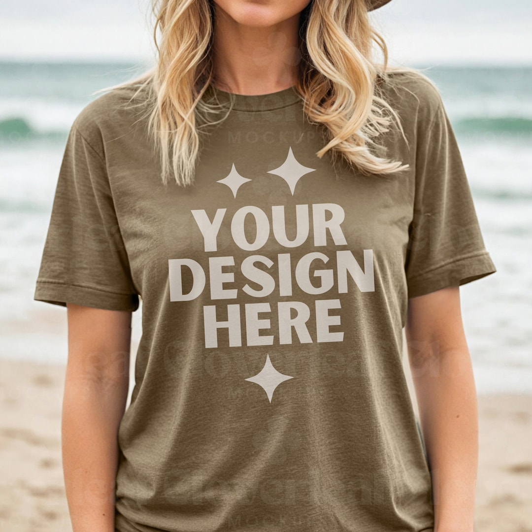Heather Olive Bella Canvas Shirt Mockup 3001 Heather Olive Tshirt Mock ...