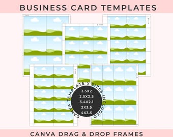 Business Cards Template Bundle Multiple Sizes Canva Drag and Drop Frames