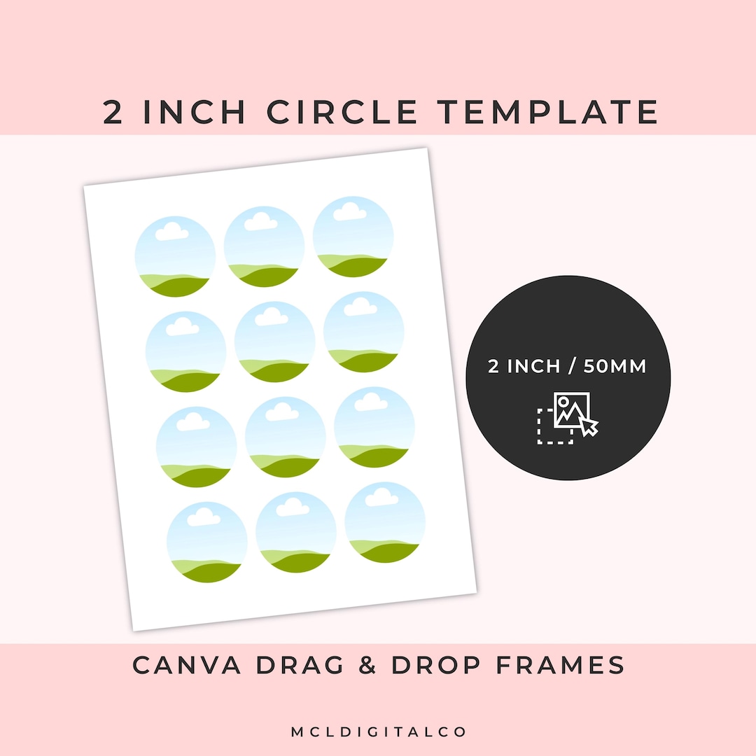 2 Inch Circle Template Canva Drag and Drop Frames Etsy