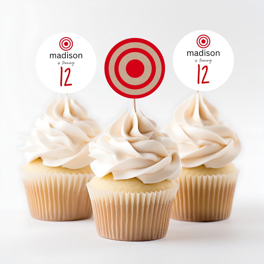 Bearbeitbare Kreis-Kuchendeckel | Trendige Cupcake Mittelstücke | Minimalistische einfache Partydekorationen | Jedes Alter | Canva Vorlage