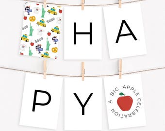 Editable New York City Happy Birthday Banner | Trendy NYC Party Celebration | Tween City Party Decorations | Any Age | Canva Template