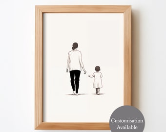Personalised Mother Daughter portrait, Gift for mum, Custom family digital print, Gift for her, Mum daughter print, Birthday Gift, Wall Art