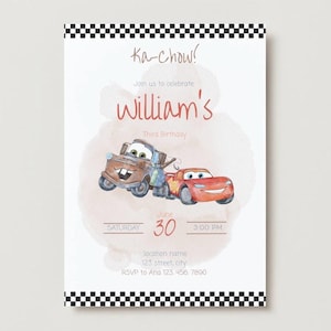 Lightning McQueen Birthday Invitation - Digital Download - Editable Cars Theme Party Invite