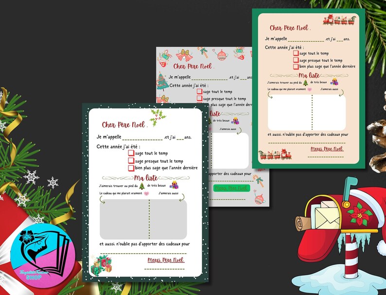 Lettre Pour Pere Noelprintable Letters to Santa Claus for Etsy