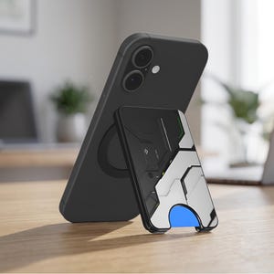 Futuristische High-Tech Sci-fi Cyberpunk Magnetische Handytasche mit Ständer