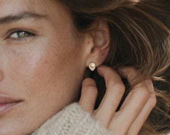 Gold CZ Stud Earrings, 18K Gold Vermeil over 925 Sterling Silver, Sculptural Cluster Studs, Capsule Wardrobe Jewelry, Celeste