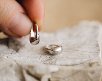Minimalist Sterling Silver Drop Earrings: Chunky Gold Hoops, Tarnish-Free "DELIA"