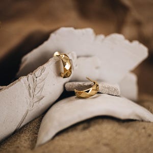 Faceted Hoop Earrings - Gold Creole Earrings, Dainty Hoops, Textured Circle Earrings, Small Circle Hoops, Minimalist Earrings | Zara