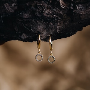 Circle Huggie Earrings: Trending Opal Hoops, Minimalist Gold Studs, Dainty Crystal Huggies, Perfect Gift for Her | Ecla