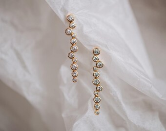 Gold Vermeil CZ Diamond Drop Earrings: 18K Gold Over Sterling Silver