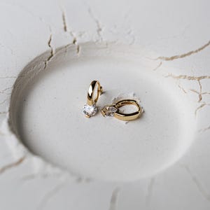 Diamond Huggie Hoops: 18K Gold Vermeil 925 Sterling Silver Earrings