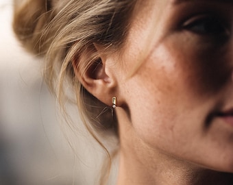 Gold Vermeil Diamond Stud Earrings – Minimalist Sterling Silver Earrings "MIA"
