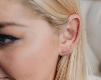 Tiny Dainty Diamond Earrings: Tiny Gold Studs, Dainty Diamond Studs, Stud Earrings, Gift For Her, Cartilage Studs, Minimalist Studs | Luce