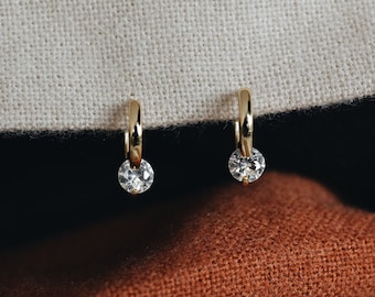 Elegant Gold Hoop Earrings - Crystal Diamond Hoops, Huggie Diamond Hoops, Waterproof Jewelry, Affordable Luxury, Gift for Her | AURORA