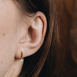 Dainty Diamond Stud Earrings, Minimalist Bridesmaid Gifts, Dainty Gold Hoop Earrings, Tiny Diamond Studs, Waterproof Jewelry | Solaris